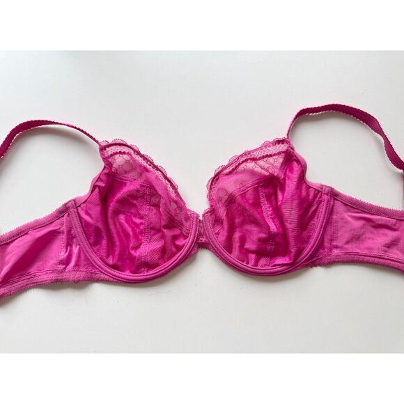 CHANTELLE Fuchsia Pink Embroidered Logo Lace 38Balconette Bra, Size 34DDD - Picture 8 of 12